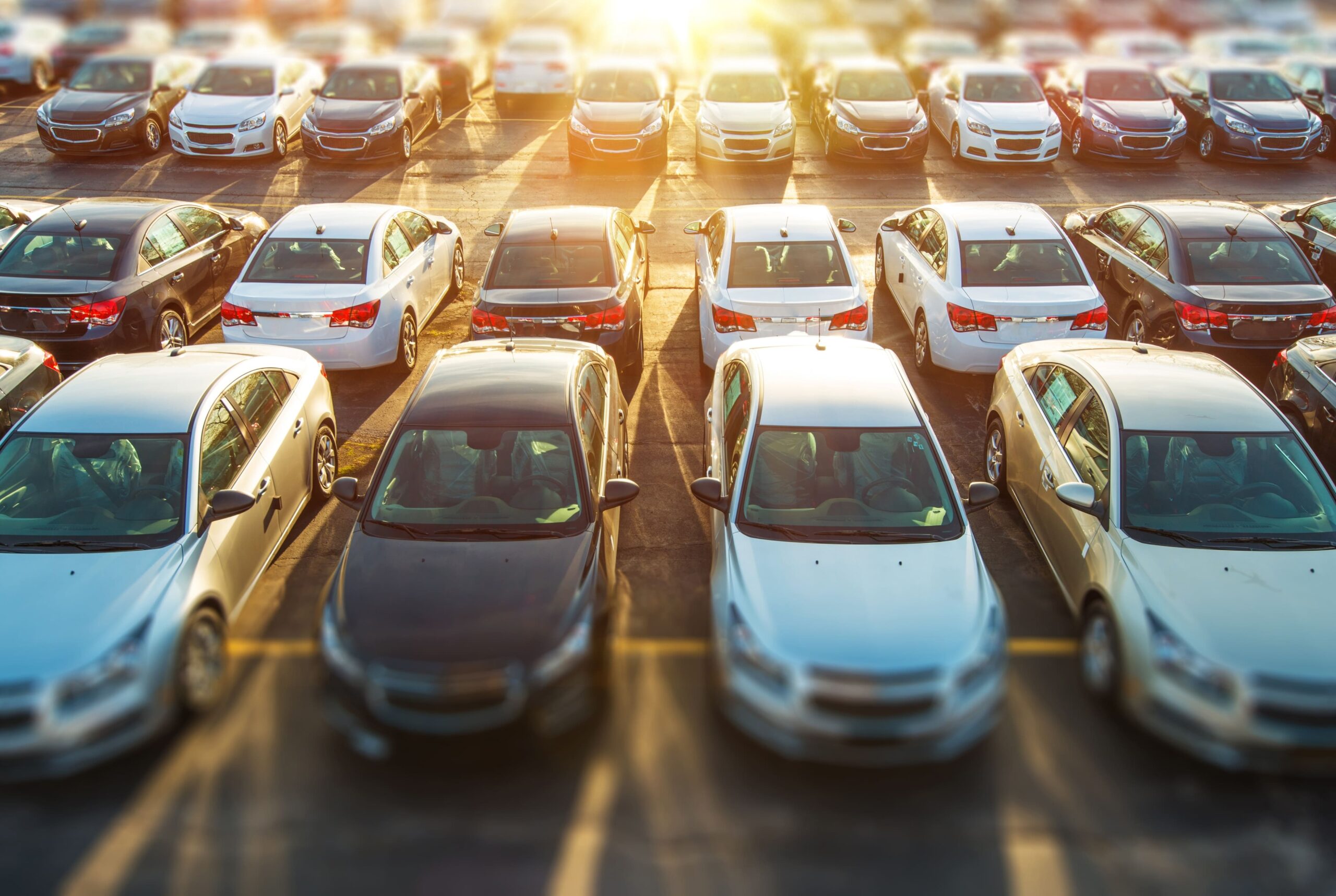 rows of cars at dealership-min